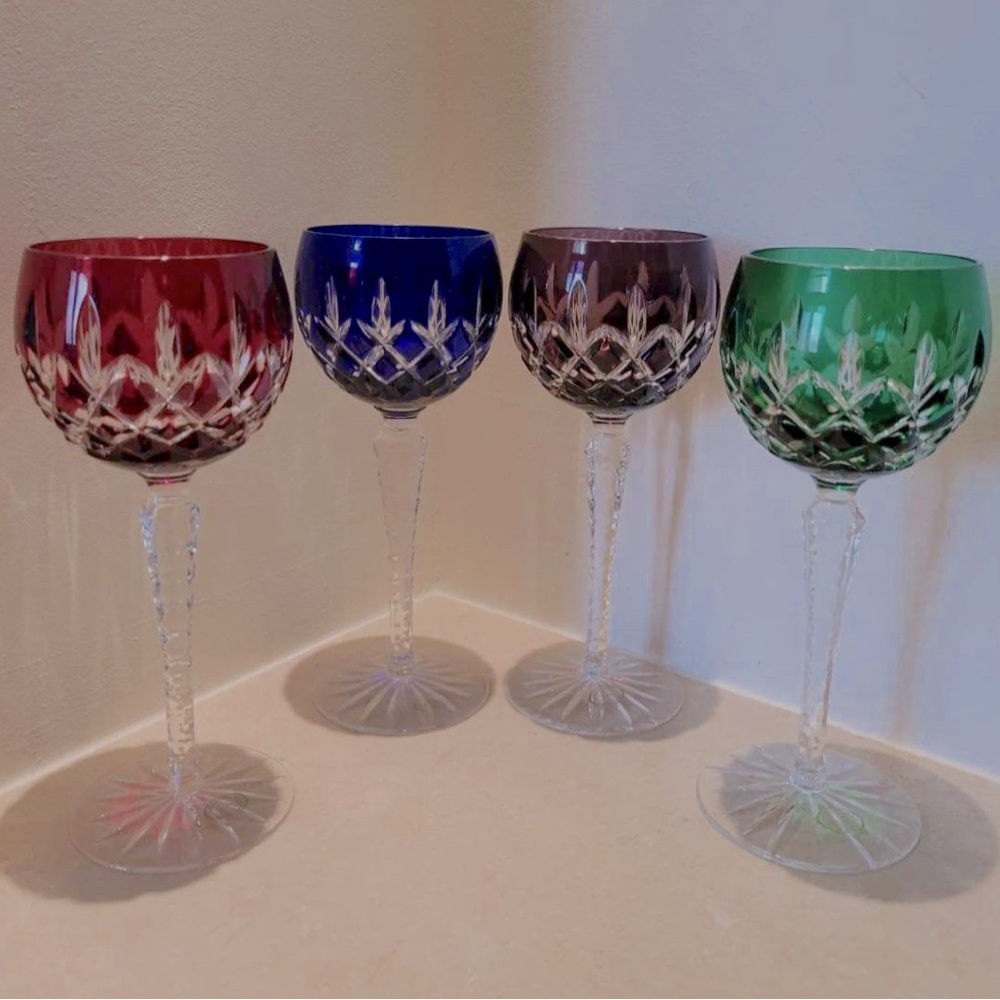 Bohemian Cut to clear crystal wine glasses